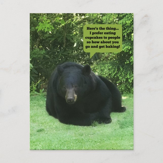 Cartão Postal Urso Negro - "Cupcake Cubby" (Frente)