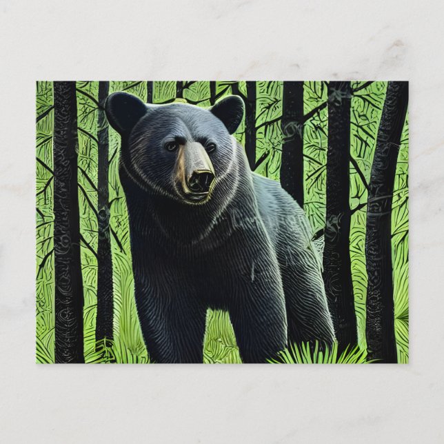 Cartão Postal Urso Negro Selvagem abstrato Russo (Frente)