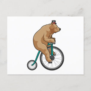 Cartão Postal Urso no Circo com Bicicleta
