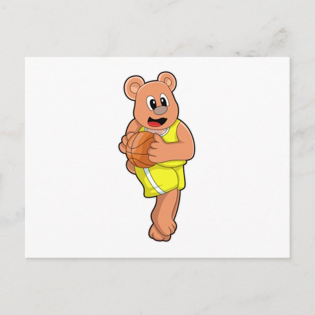 Cartão Postal Urso no Esporte de Basquetebol (Frente)