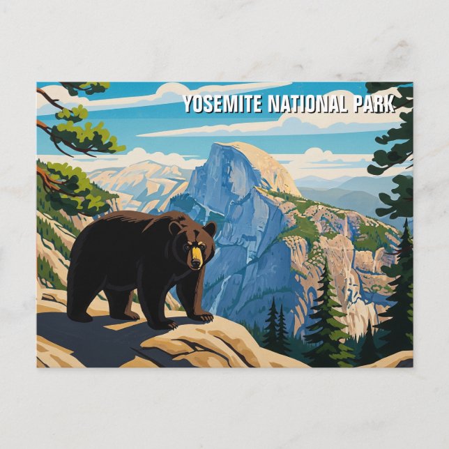 Cartão Postal Urso no Parque Nacional de Yosemite (Frente)