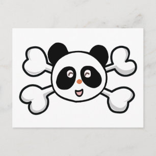 Cartão Postal urso panda Caveira e Ossos Cruzados