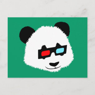 Cartão Postal Urso Panda com Óculos 3D