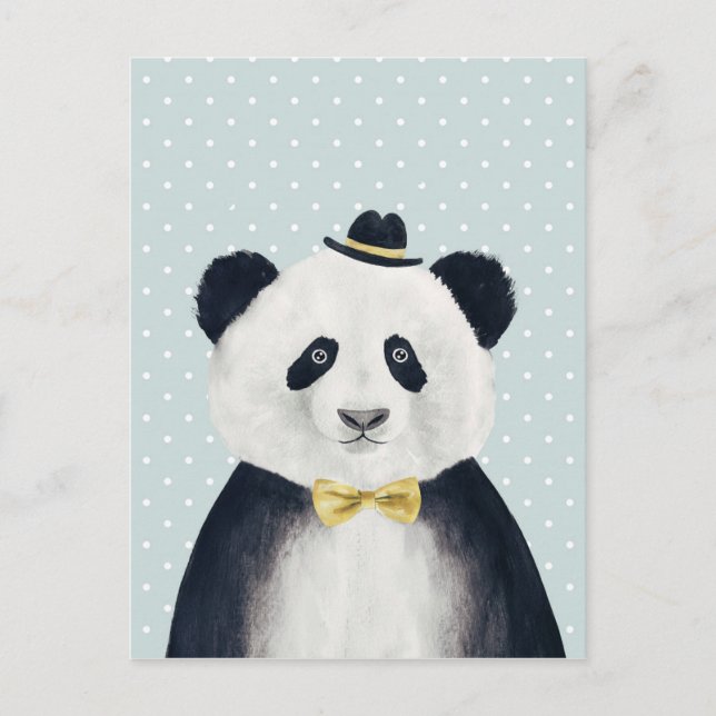 Cartão Postal Urso Panda de Aquarela (Frente)