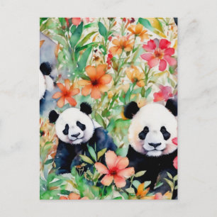Cartão Postal Urso Panda de Aquarela