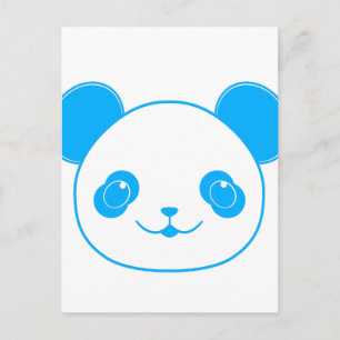 Cartão Postal Urso Panda de Kawaii Azul