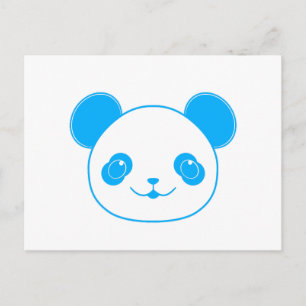 Cartão Postal Urso Panda de Kawaii Azul