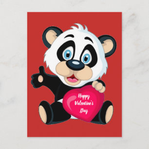 Cartão Postal Urso Panda feliz dia de os namorados
