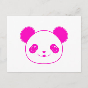 Cartão Postal Urso Panda Kawaii Rosa
