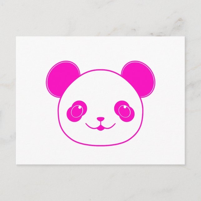 Cartão Postal Urso Panda Kawaii Rosa (Frente)