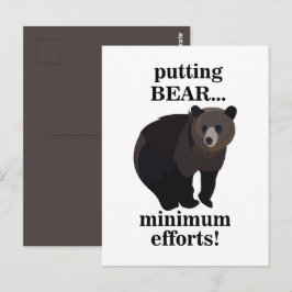 Cartão Postal Urso Pardo Colocando Esforços Mínimos Engraçado
