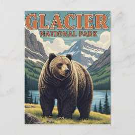 Cartão Postal Urso Pardo no Parque Nacional Glacier Montana
