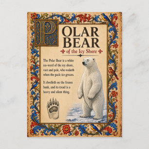 Cartão Postal Urso Polar, Arte Medieval de Bestiário