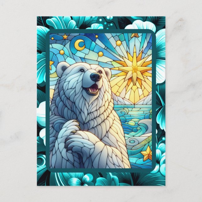 Cartão Postal Urso Polar Cinzento Grátis Vidro Escondido (Frente)