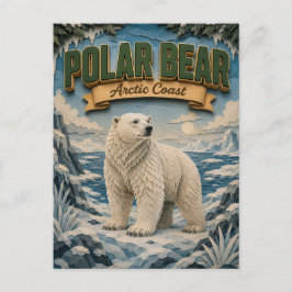 Cartão Postal Urso Polar Costa Ártica POPCUT