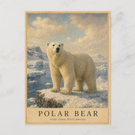 Cartão Postal Urso Polar Costa Ártica VINTAGE