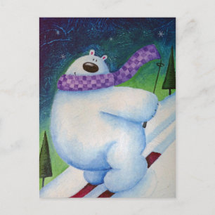 Cartão Postal Urso Polar de Esqui
