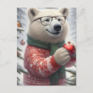 Cartão Postal Urso Polar de Natal