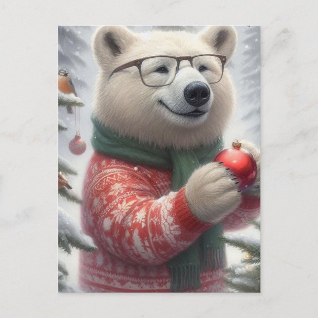 Cartão Postal Urso Polar de Natal (Frente)