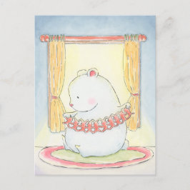 Cartão Postal Urso polar e coelho juntos sozinhos aquarela