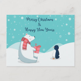 Cartão Postal Urso Polar e Pinguim!