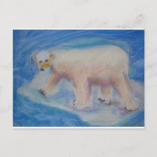 Cartão Postal Urso polar em gelo shrinking
