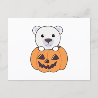 Cartão Postal Urso Polar Em Ursos Polares Doce De Pumpkin Feliz