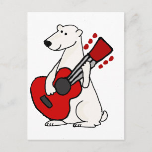 Cartão Postal Urso Polar legal Engraçado Tocando Arte De Violã