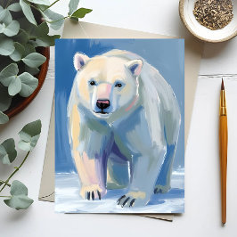 Cartão Postal Urso Polar | Linda Pintura Animal
