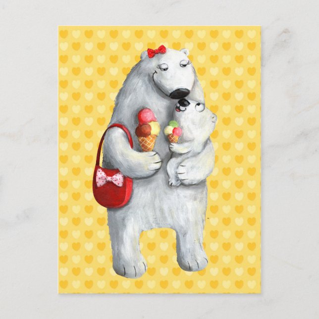 Cartão Postal Urso Polar Mãe (Frente)