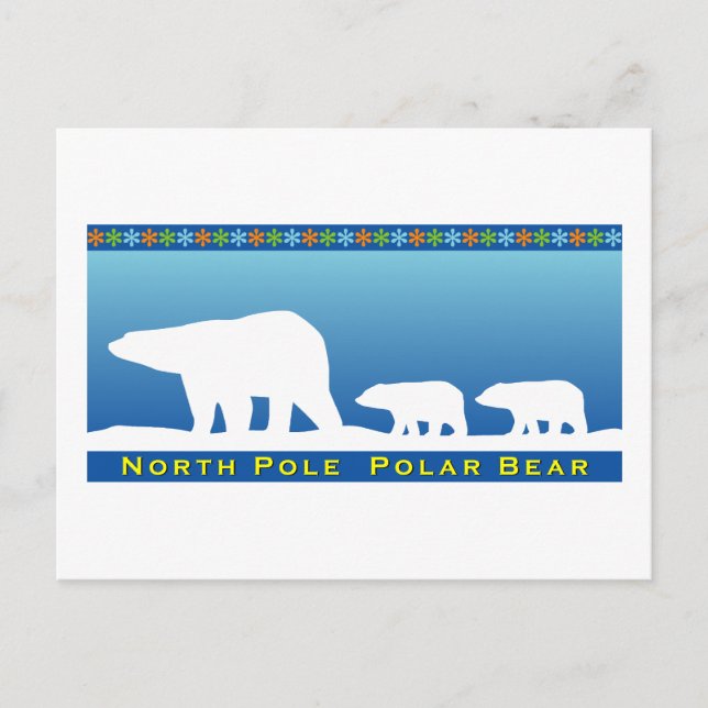 Cartão Postal Urso Polar no Gelo (Frente)