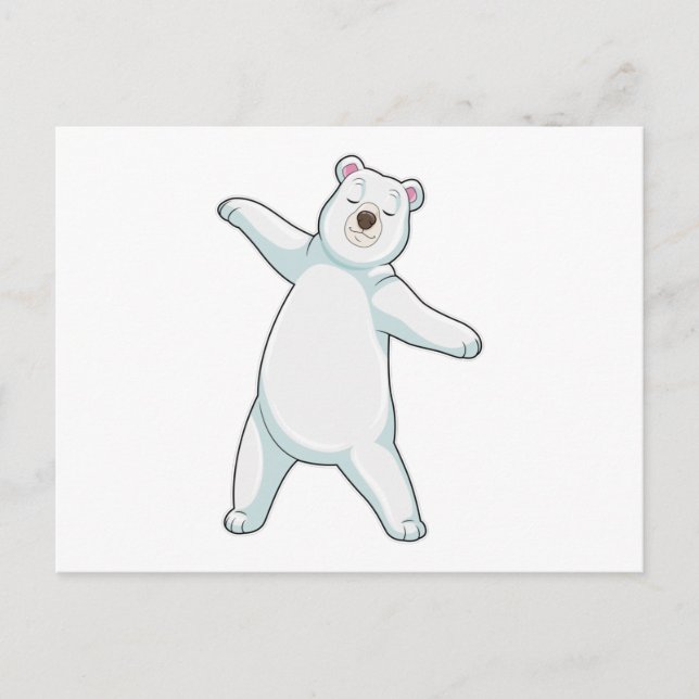 Cartão Postal Urso polar no Yoga Fitness em Pé (Frente)
