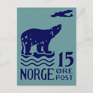 Cartão Postal Urso Polar Norueguês 1925