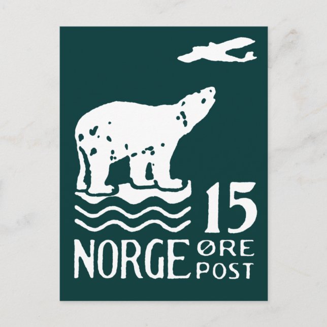 Cartão Postal Urso Polar Norueguês 1925 (Frente)