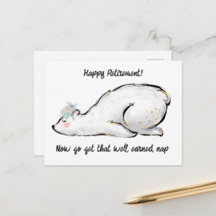 Cartão Postal Urso Polar Sonolento Divertido Feliz Aposentadoria