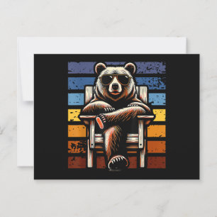 Cartão Postal Urso Retro Legal de Óculos de Sol 70s 80s 90s Novi