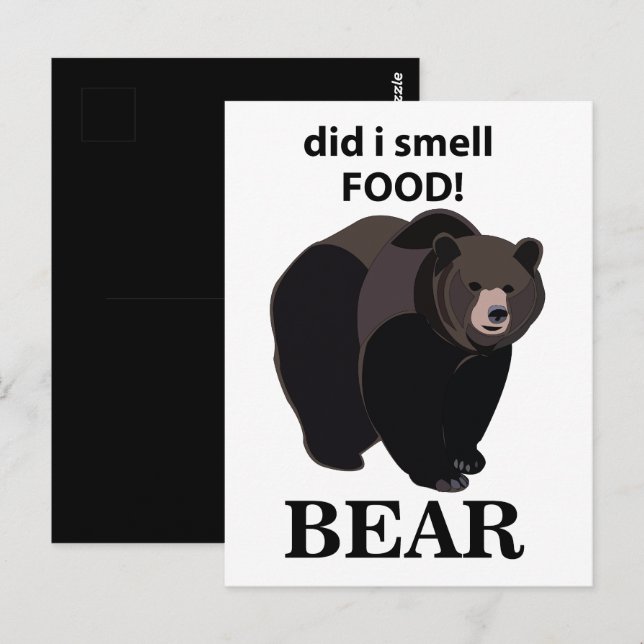 Cartão Postal Urso Será que eu cheirei comida Urso engraçado (Frente/Verso)