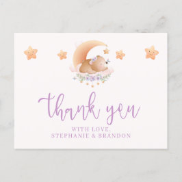 Cartão Postal Urso Sonolento na Nuvem Chá de Bebê Obrigado