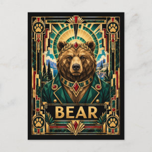 Cartão Postal Urso, Vida Selvagem Art Déco