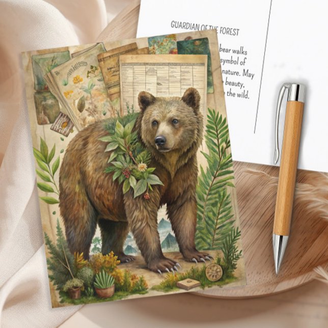 Cartão Postal Urso Vintage - Natureza selvagem (Bear postcard)