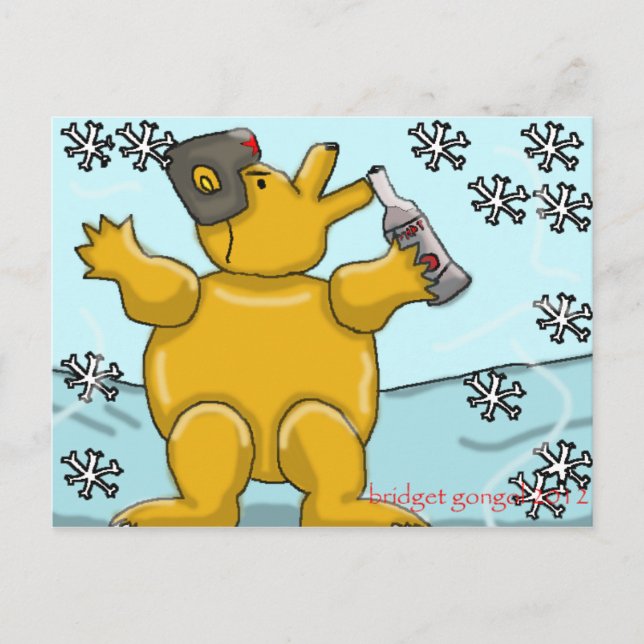 Cartão Postal urso vodka russo (Frente)