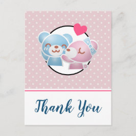 Cartão Postal Ursos Beijando Fofos e Kawaii Obrigado