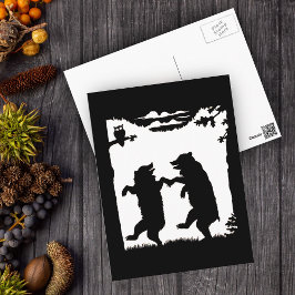 Cartão Postal Ursos Dançantes Silhueta Preta
