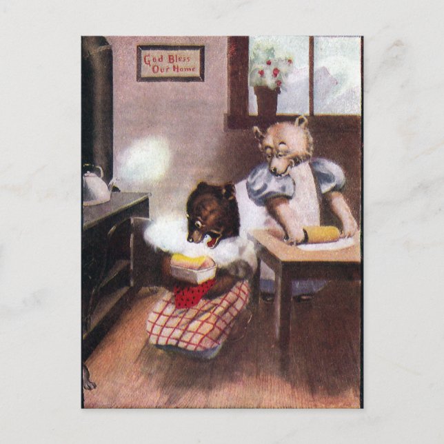 Cartão Postal Ursos de Baking Vintage (Frente)