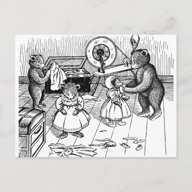 Cartão Postal Ursos De Teddy Tentam Roupas (Frente)