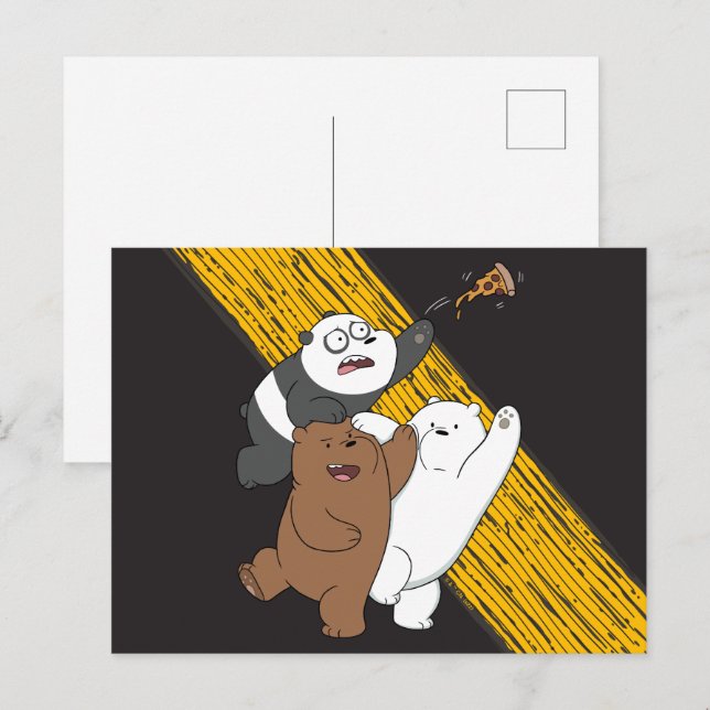 Cartão Postal Ursos Negros - Última Fatia De Pizza (Frente/Verso)