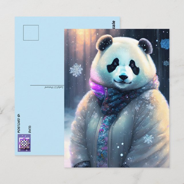 Cartão Postal Ursos no inverno, Posto (Frente/Verso)