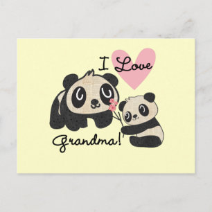 Cartão Postal Ursos Panda Eu Amo Vovó