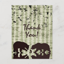 Cartão Postal Ursos Russos de Woodland e Árvores de Birch Obriga