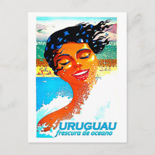 Cartão Postal Uruguai, natadora na água, ilustração